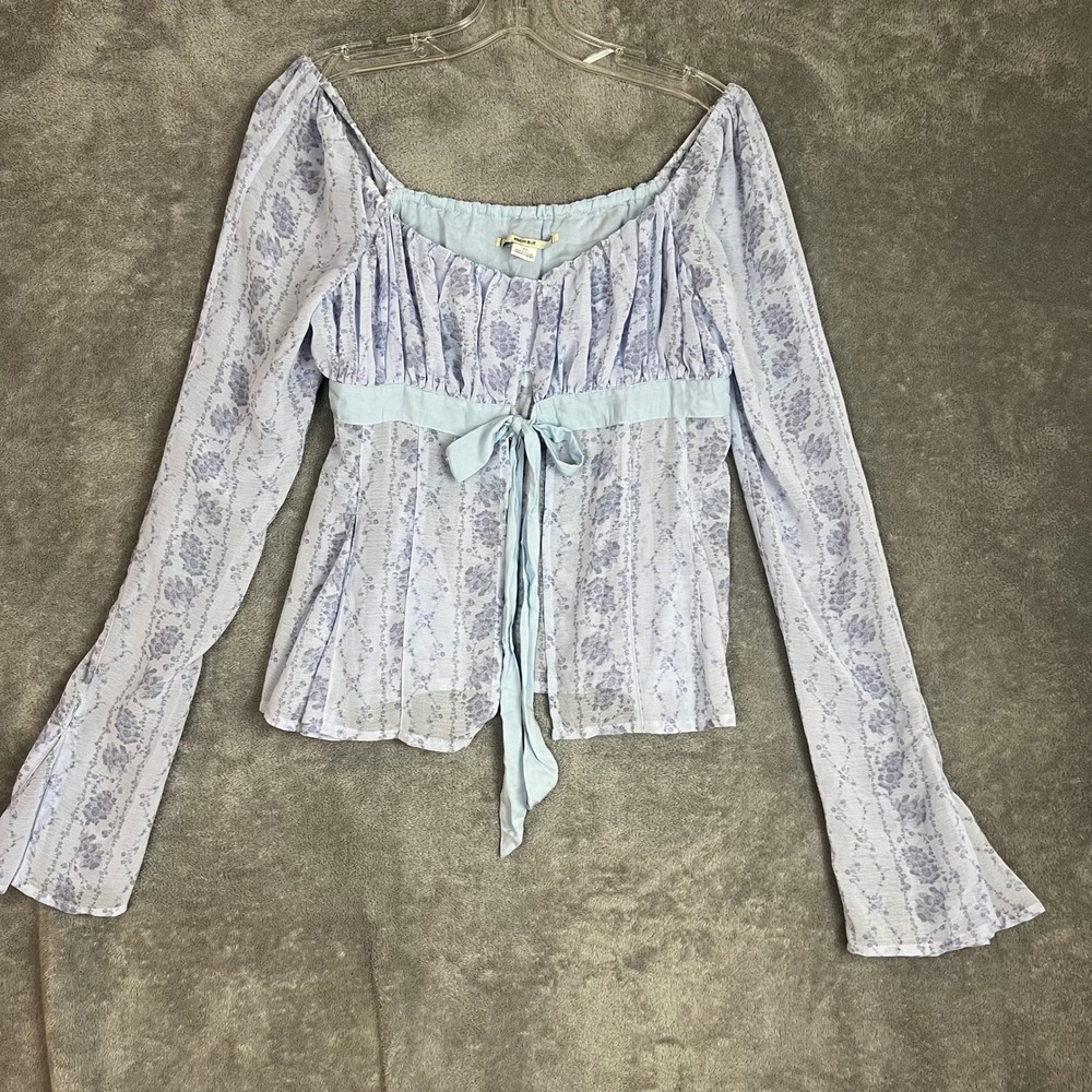 NWT Kimchi Blue Phoebe Tie Babydoll Blouse Womens S Fairy Flute Sleeve Floral